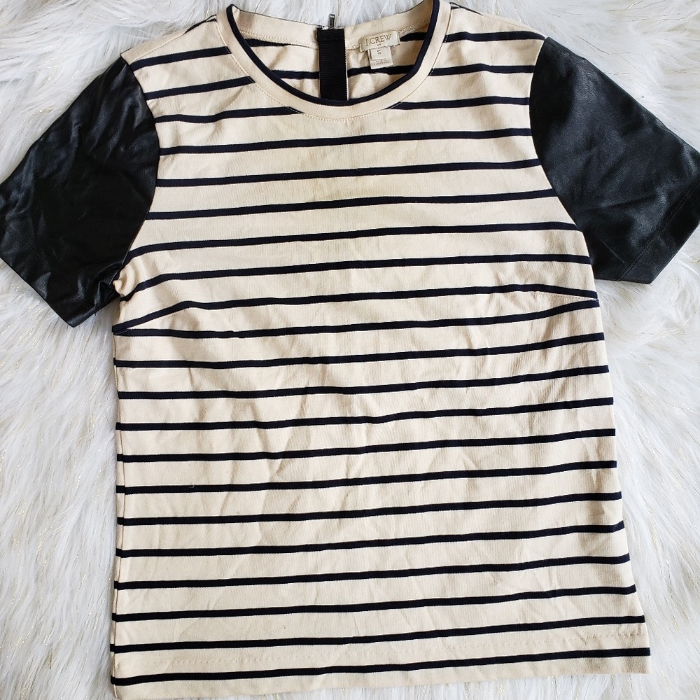 J. Crew Leather Short Sleeve Top